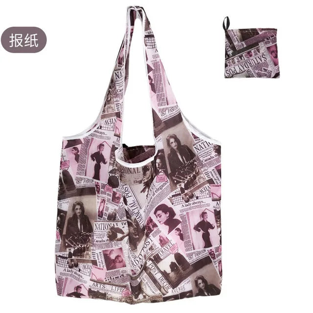 Foldable Reusable Shopping Bag – Eco-Friendly Lemon Print Tote