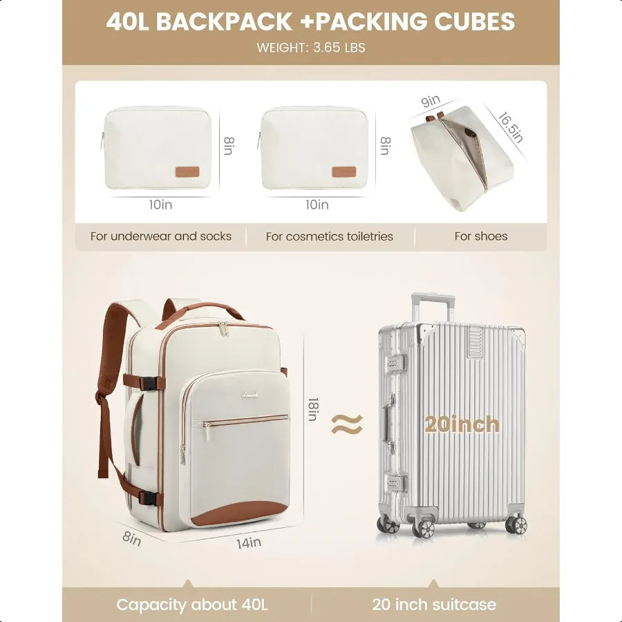 40L Travel Laptop Backpack – Unisex 17.3” Bag