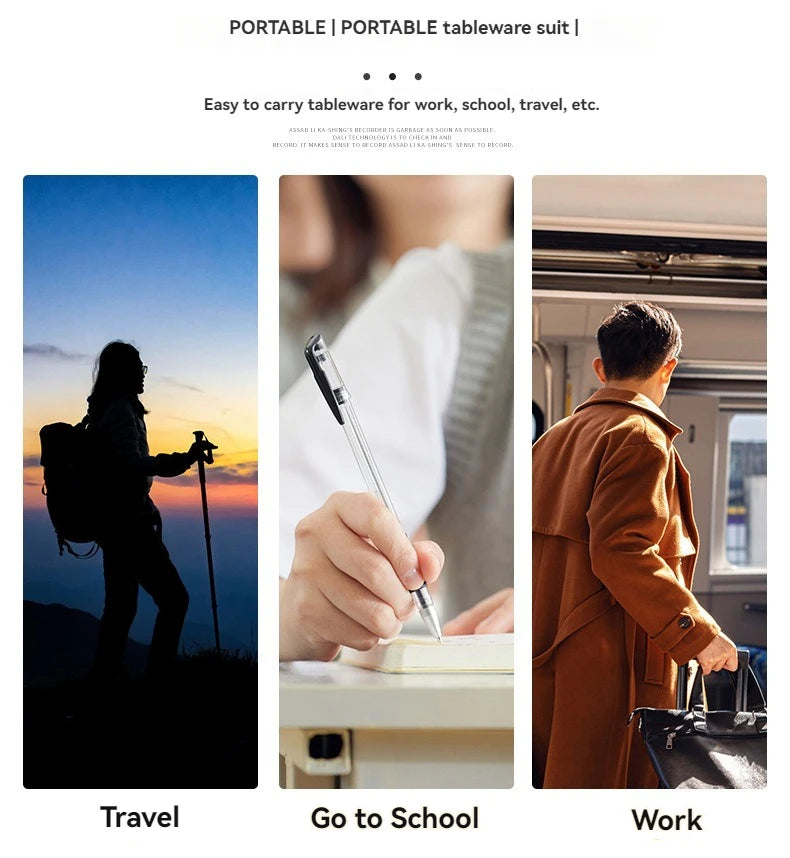 4pcs Portable Wheat Straw Cutlery Set Eco-Friendly Reusable Utensils