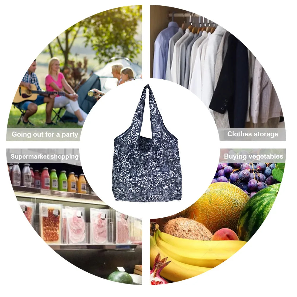 Foldable Reusable Shopping Bag – Eco-Friendly Lemon Print Tote