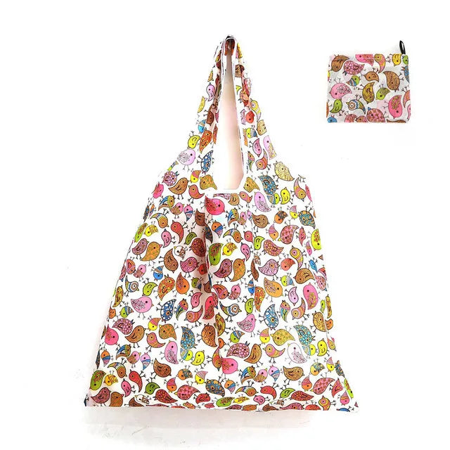 Foldable Reusable Shopping Bag – Eco-Friendly Lemon Print Tote