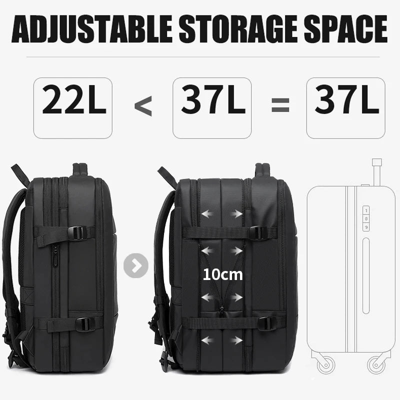 Expandable Men’s Backpack – 17.3” Waterproof Laptop Bag