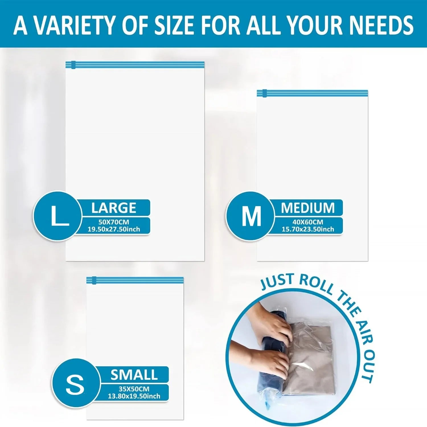 5pcs Travel Compression Vacuum Bags for Clothes & Luggage