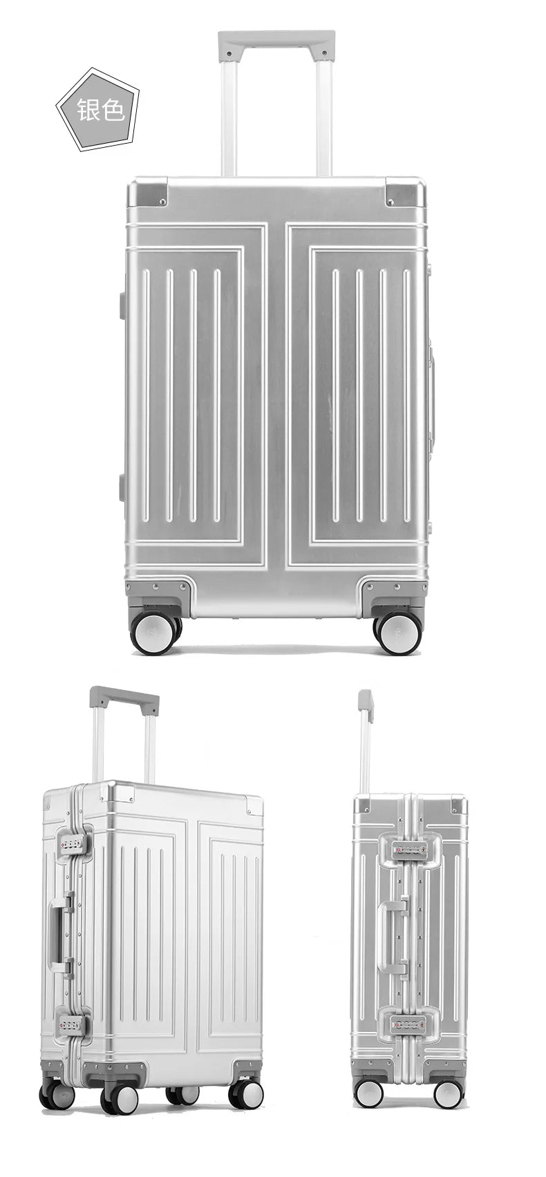 2024 Aluminum Luggage Set – Durable Carry-On Suitcases