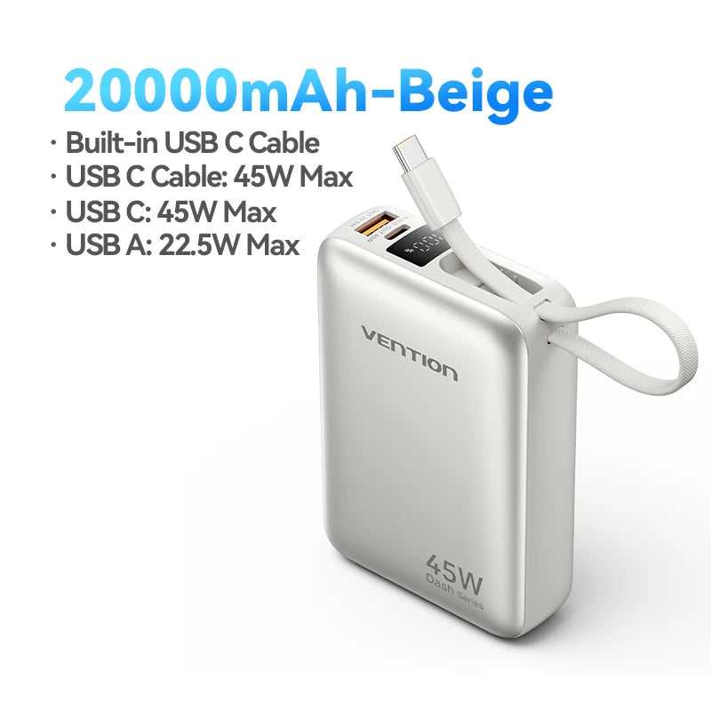 45W 20,000mAh Power Bank – Fast Charging Portable Charger