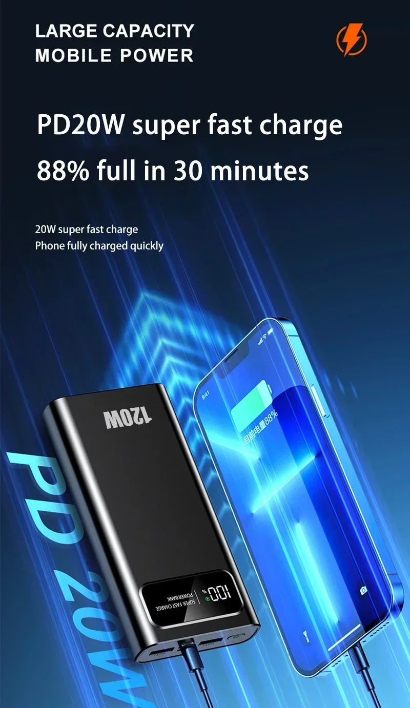 200,000mAh 120W High-Capacity Power Bank – Super Fast Charging