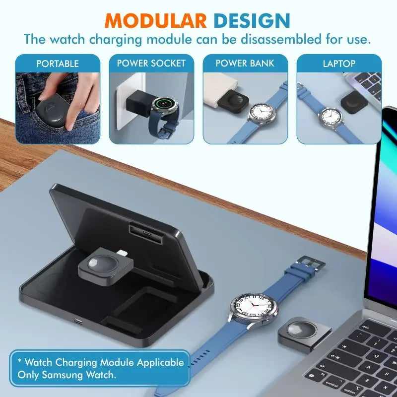3-in-1 Wireless Charger Stand – Foldable Fast Charging Dock