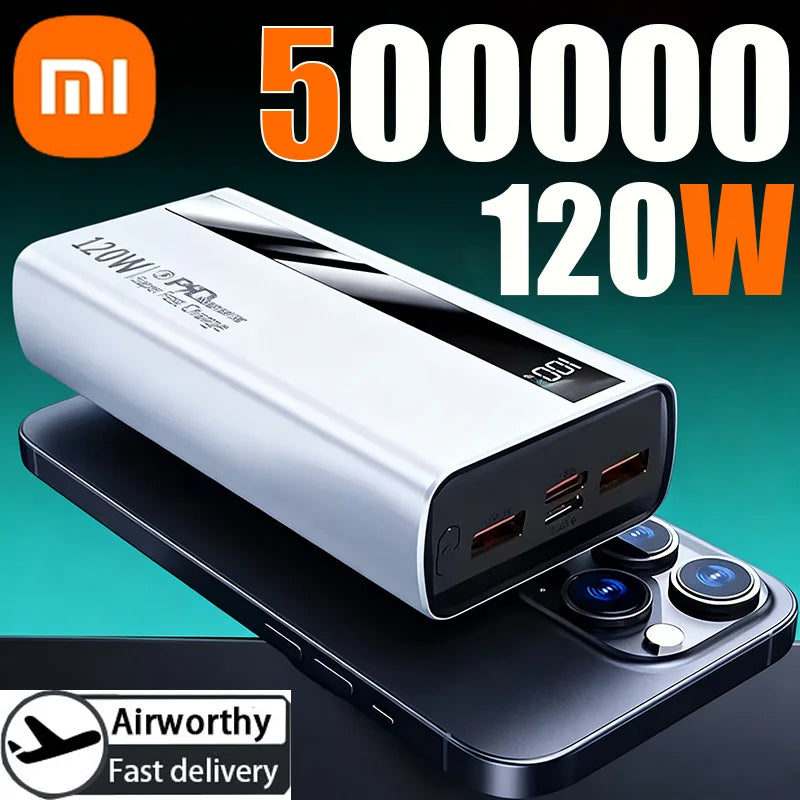 120W 500,000mAh High-Capacity Power Bank – Super Fast Charging