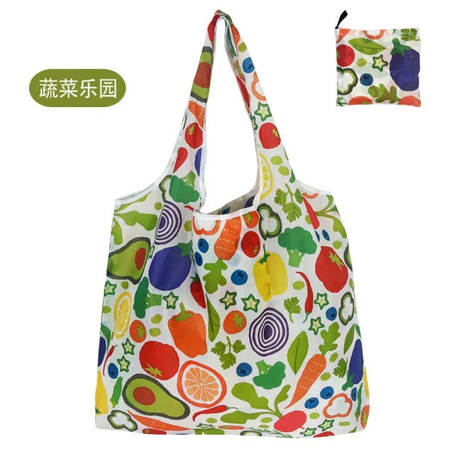 Foldable Reusable Shopping Bag – Eco-Friendly Lemon Print Tote