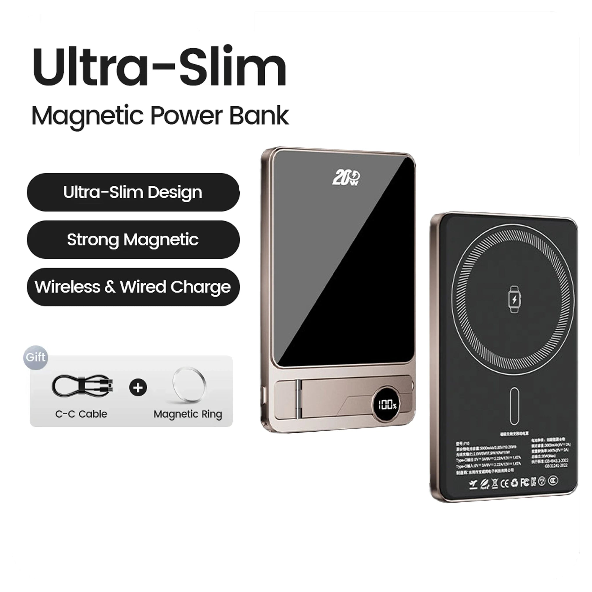 10000mAh MagSafe Magnetic Power Bank – 20W Wireless Fast Charging