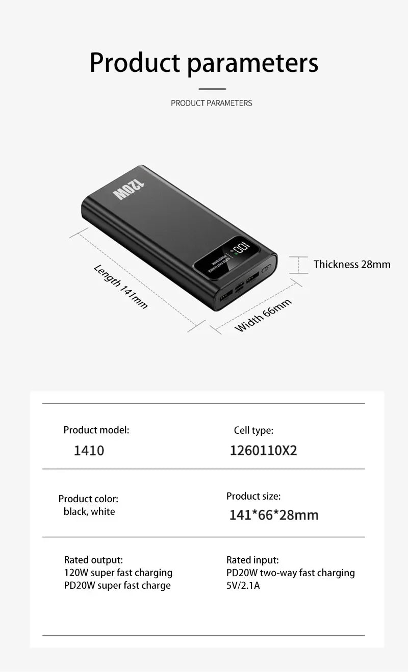 200,000mAh 120W High-Capacity Power Bank – Super Fast Charging