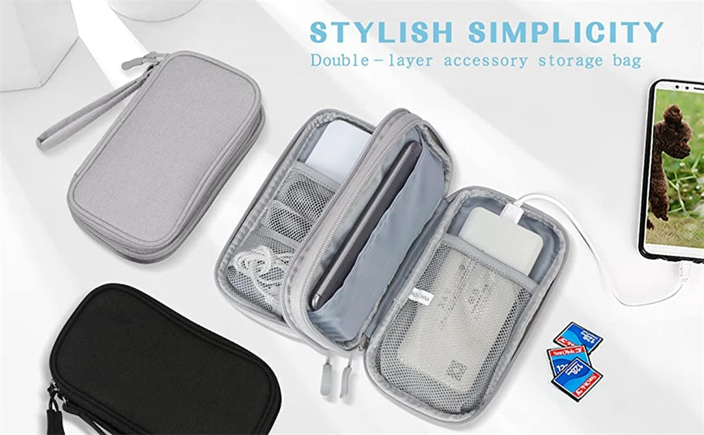 Double Layer Electronics Organizer – Portable Waterproof Storage Bag