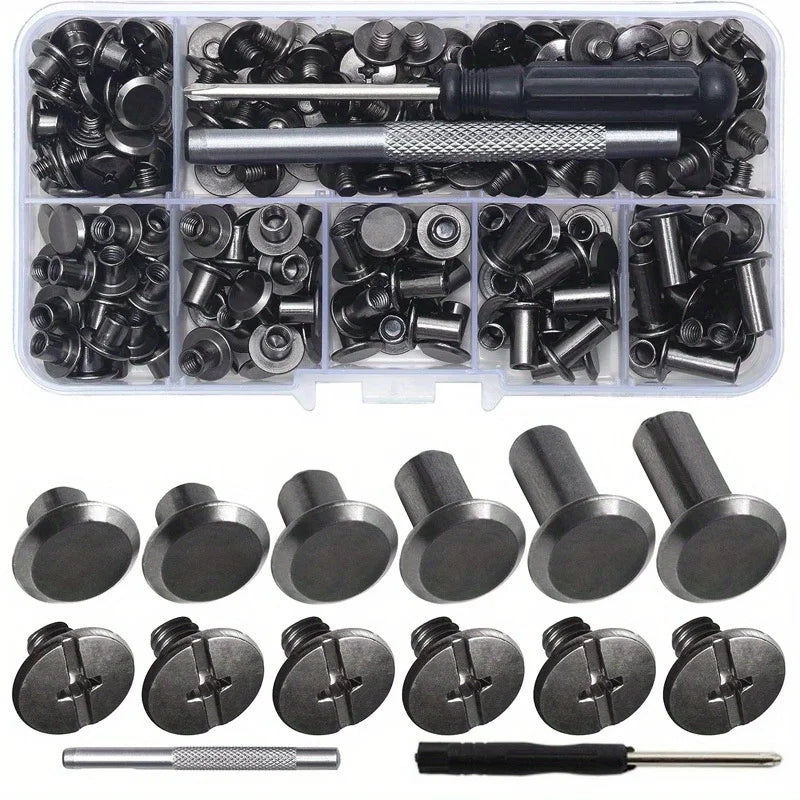 110-Piece Gold Nail & Rivet Set – Screws, Buckles & Fasteners