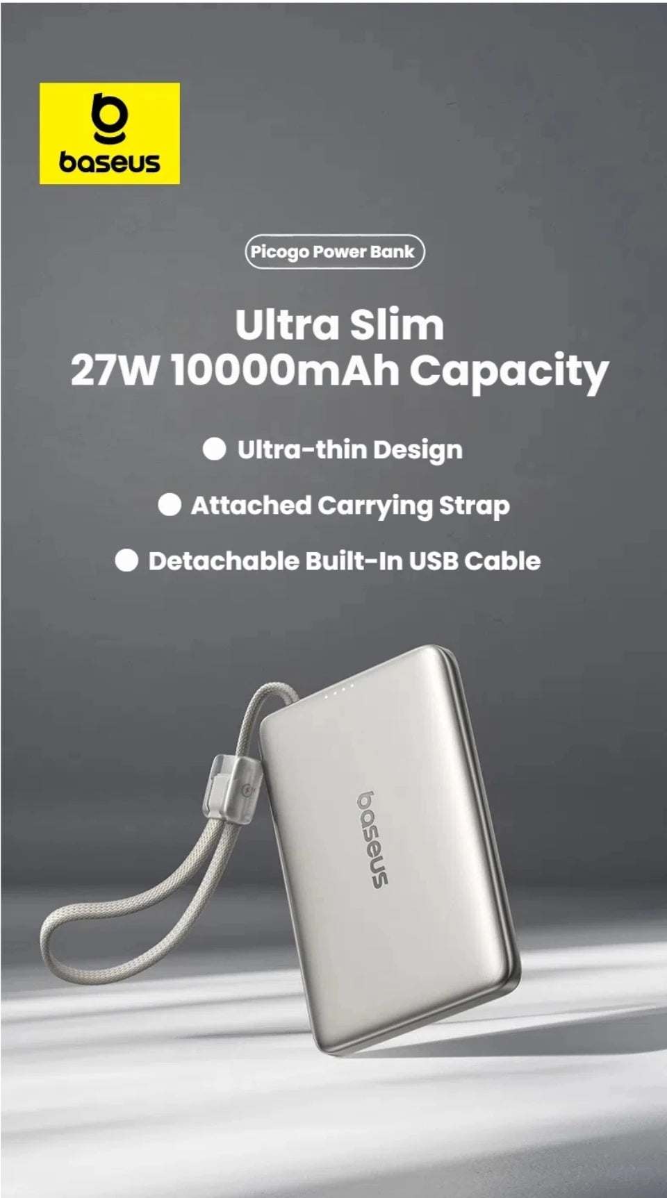 10000mAh Magnetic Power Bank – 15W Wireless & 27W Wired