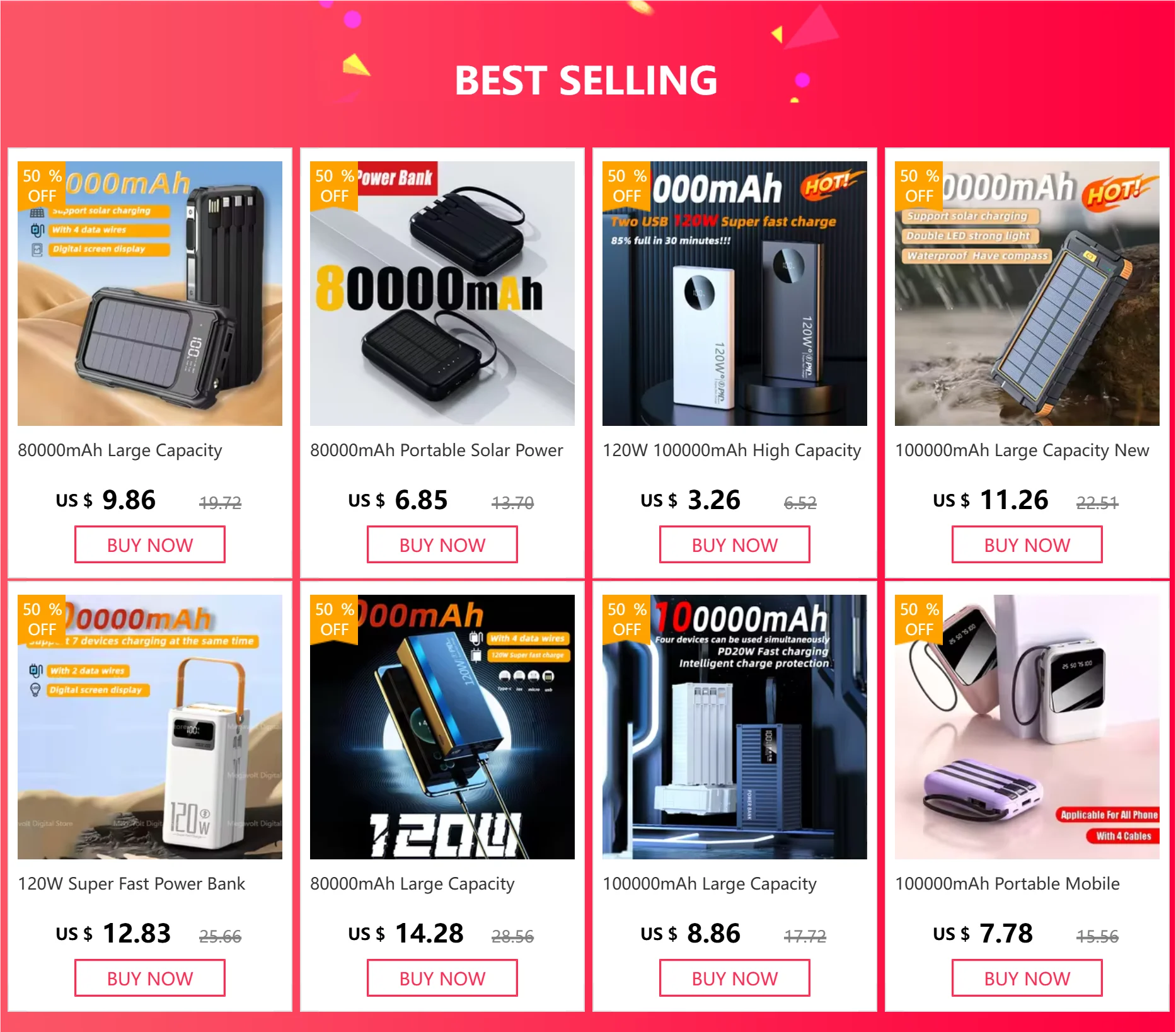 120W 100000mAh High-Capacity Power Bank – Fast Charging