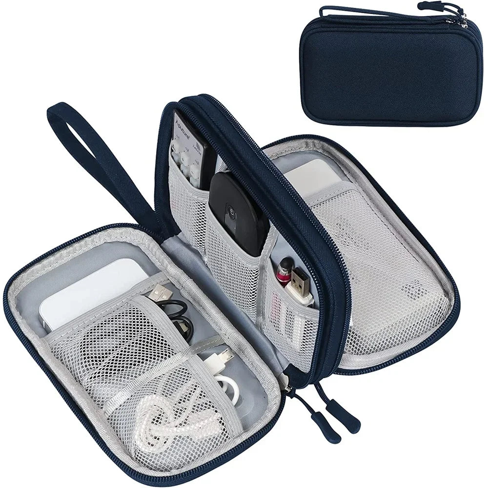 Double Layer Electronics Organizer – Portable Waterproof Storage Bag