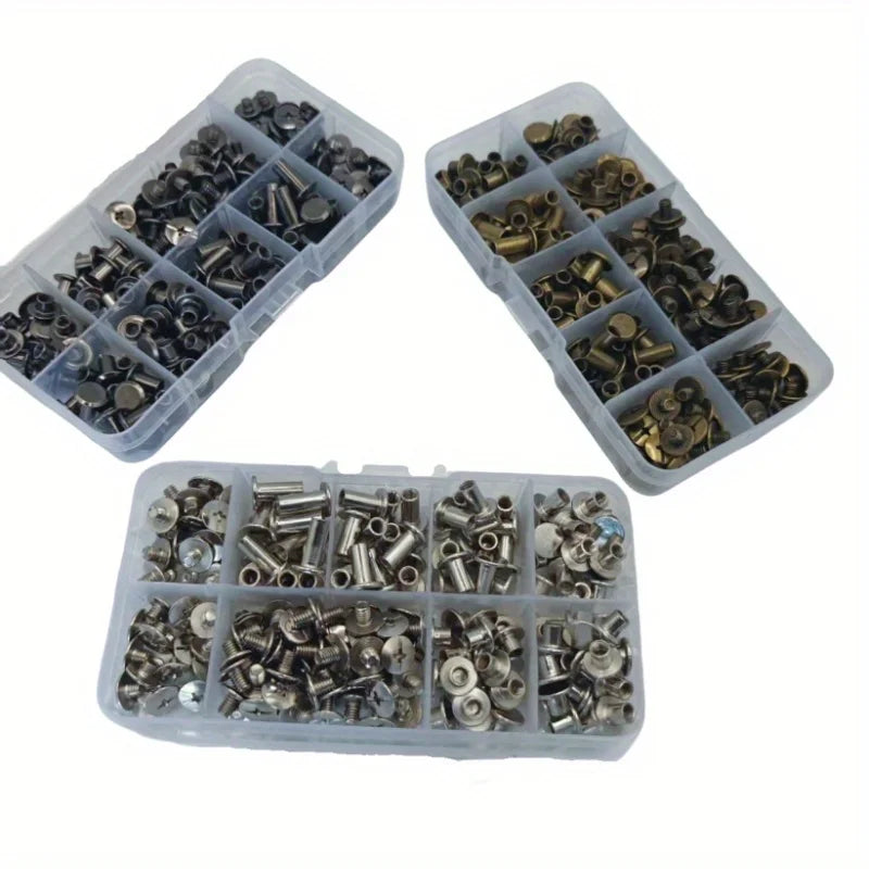 110-Piece Gold Nail & Rivet Set – Screws, Buckles & Fasteners