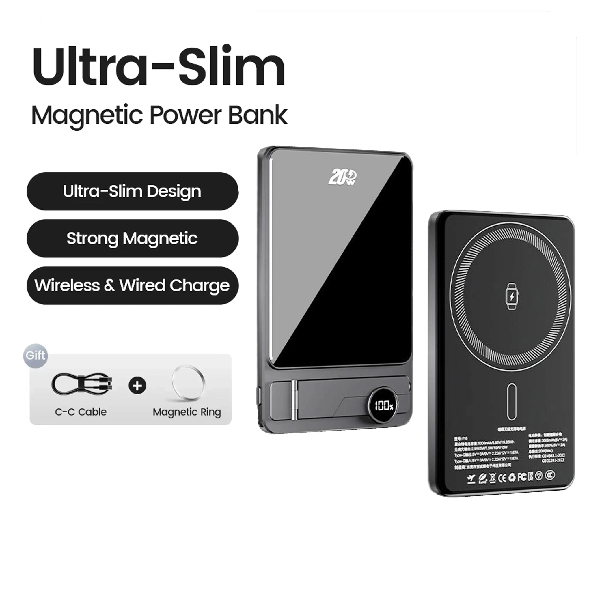10000mAh MagSafe Magnetic Power Bank – 20W Wireless Fast Charging