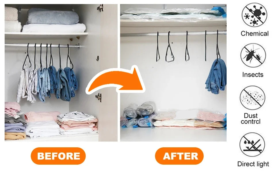 5pcs Travel Compression Vacuum Bags for Clothes & Luggage