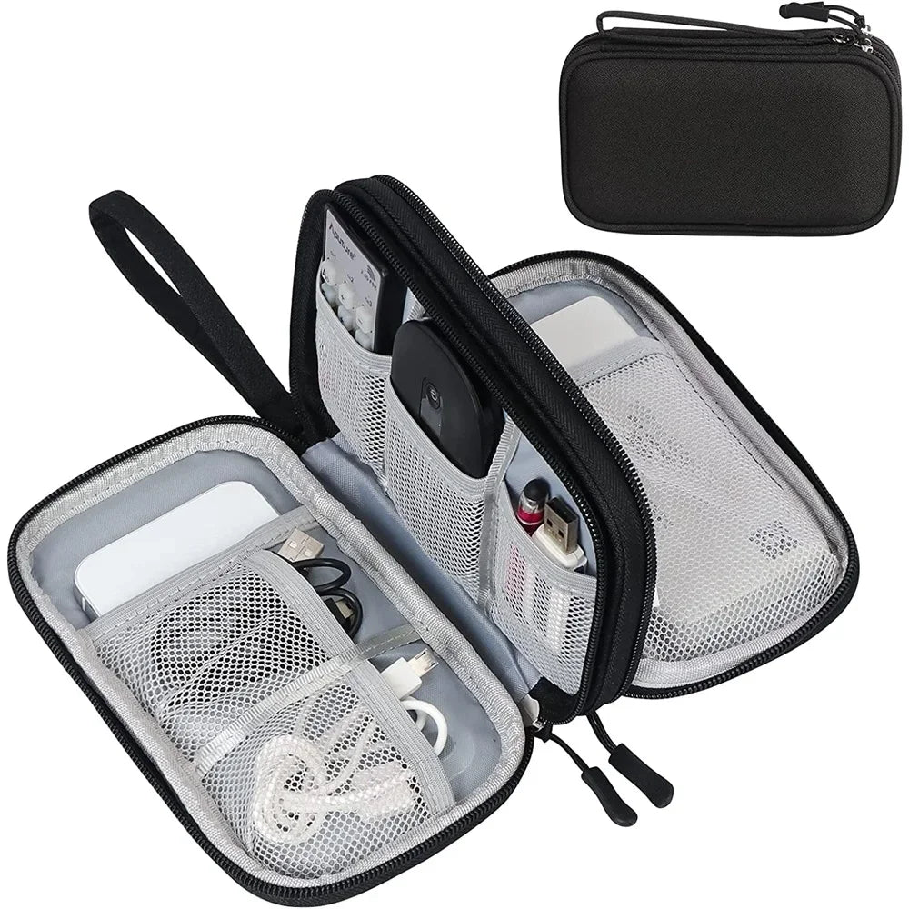 Double Layer Electronics Organizer – Portable Waterproof Storage Bag