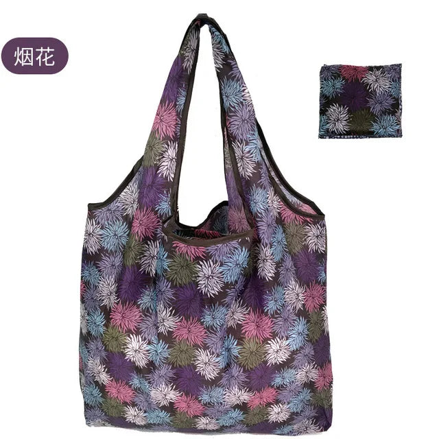 Foldable Reusable Shopping Bag – Eco-Friendly Lemon Print Tote