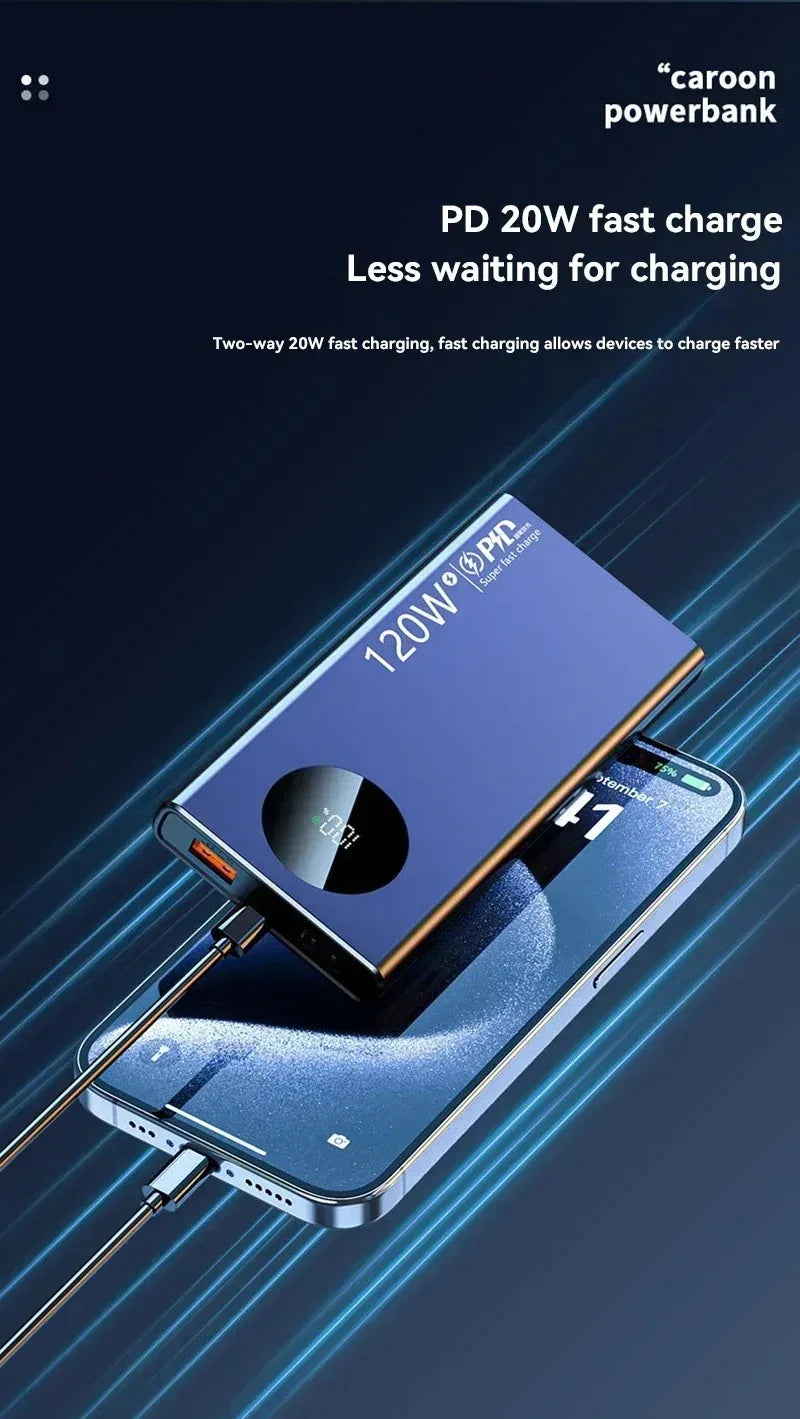 120W 100000mAh High-Capacity Power Bank – Fast Charging