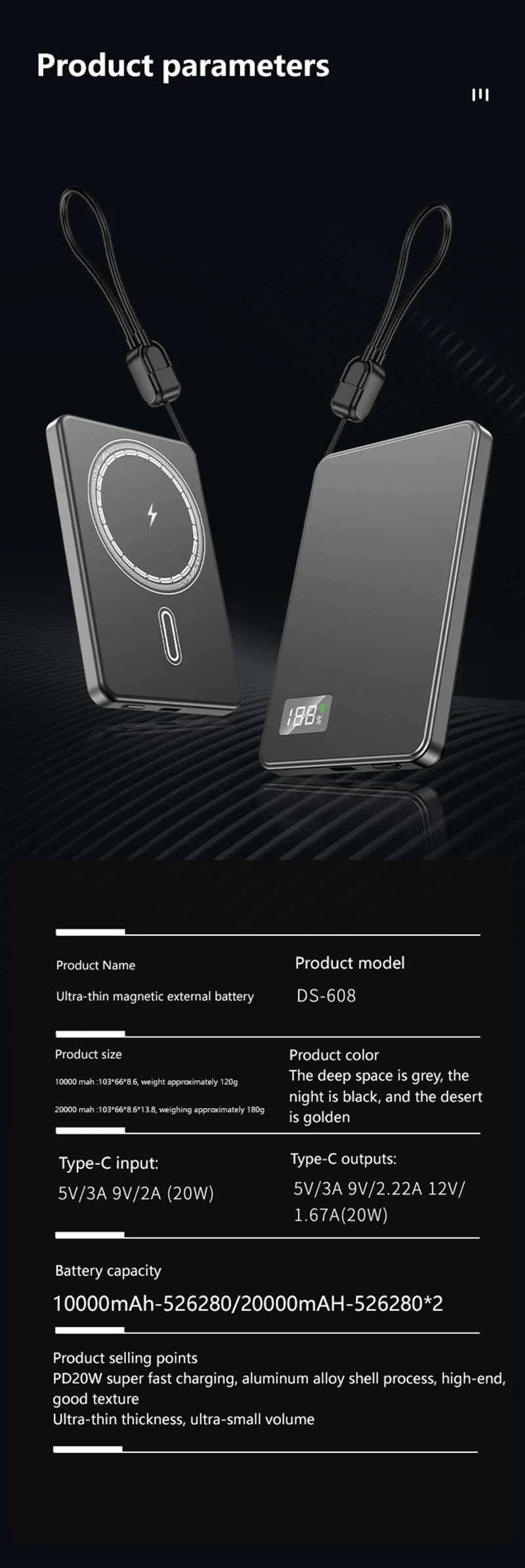 50,000mAh Magnetic Wireless Power Bank – PD 22.5W Fast Charging