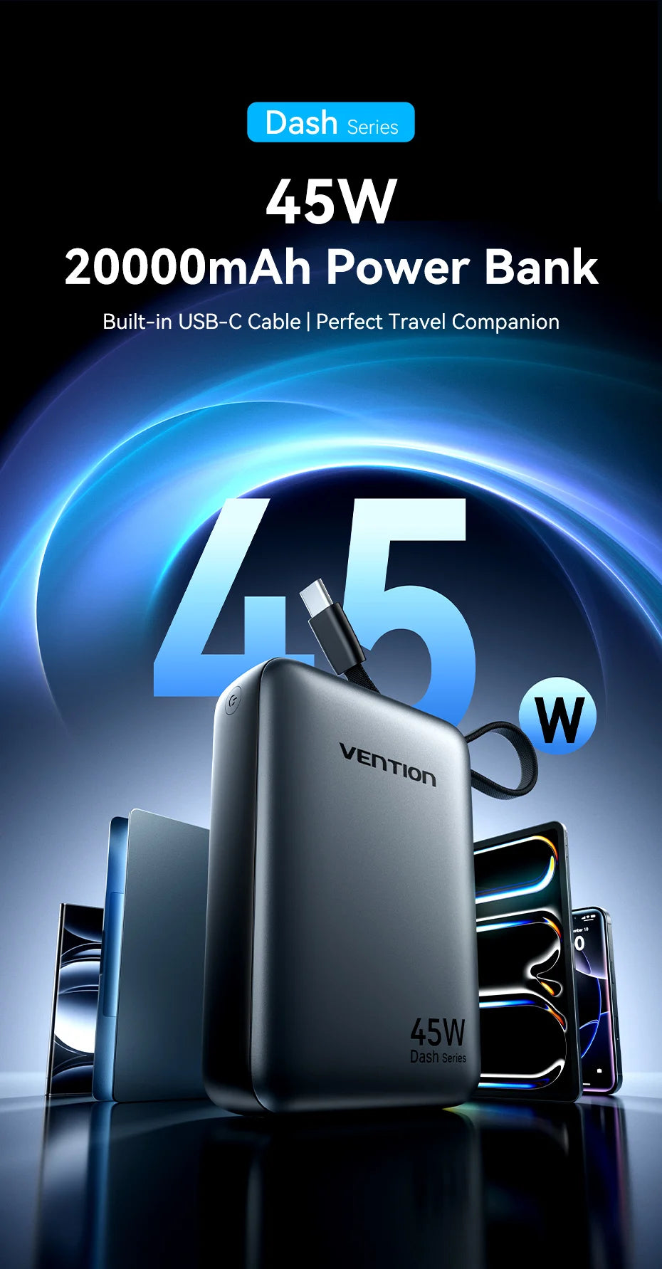 45W 20,000mAh Power Bank – Fast Charging Portable Charger