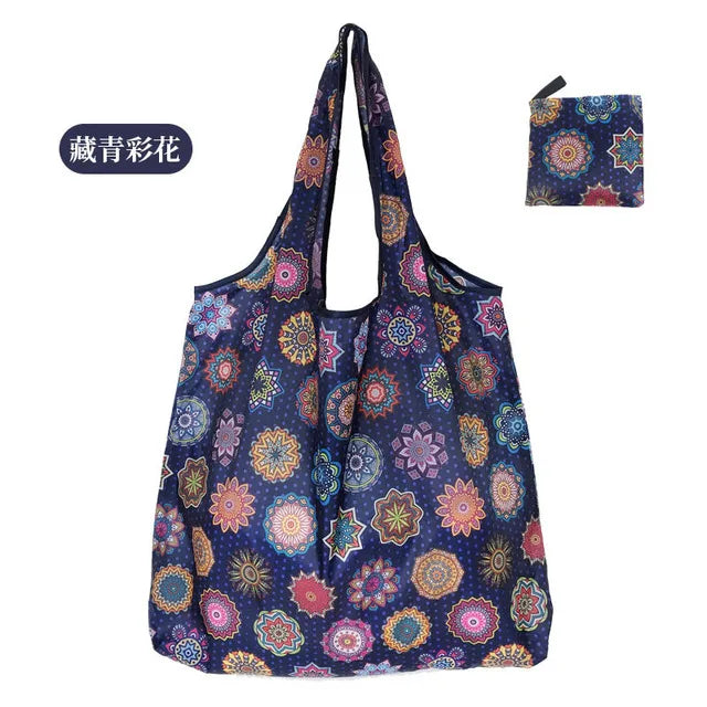 Foldable Reusable Shopping Bag – Eco-Friendly Lemon Print Tote