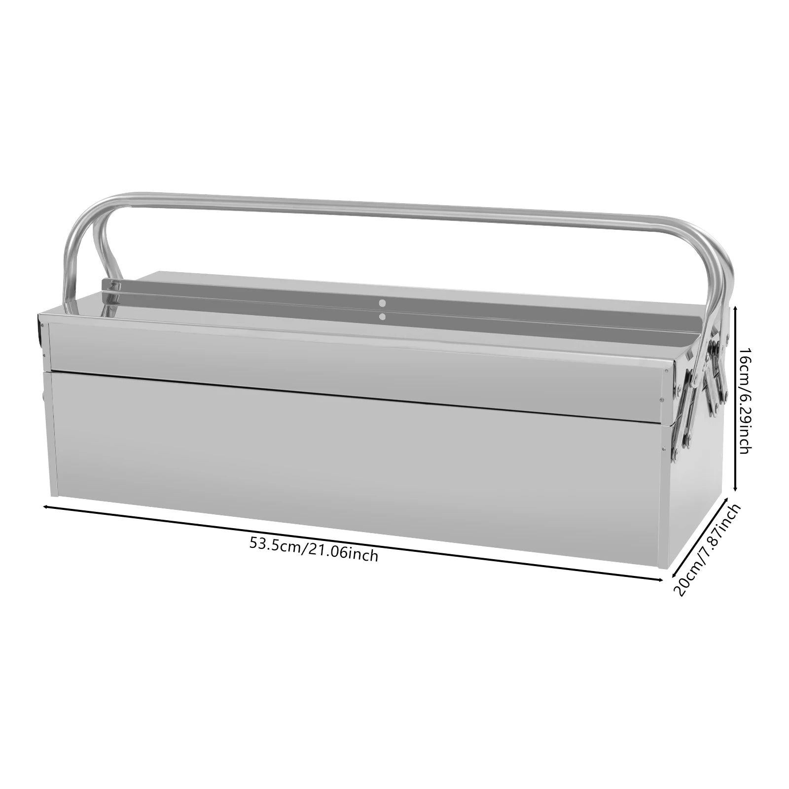 2-Tier Stainless Steel Toolbox – Retractable Tray Organizer