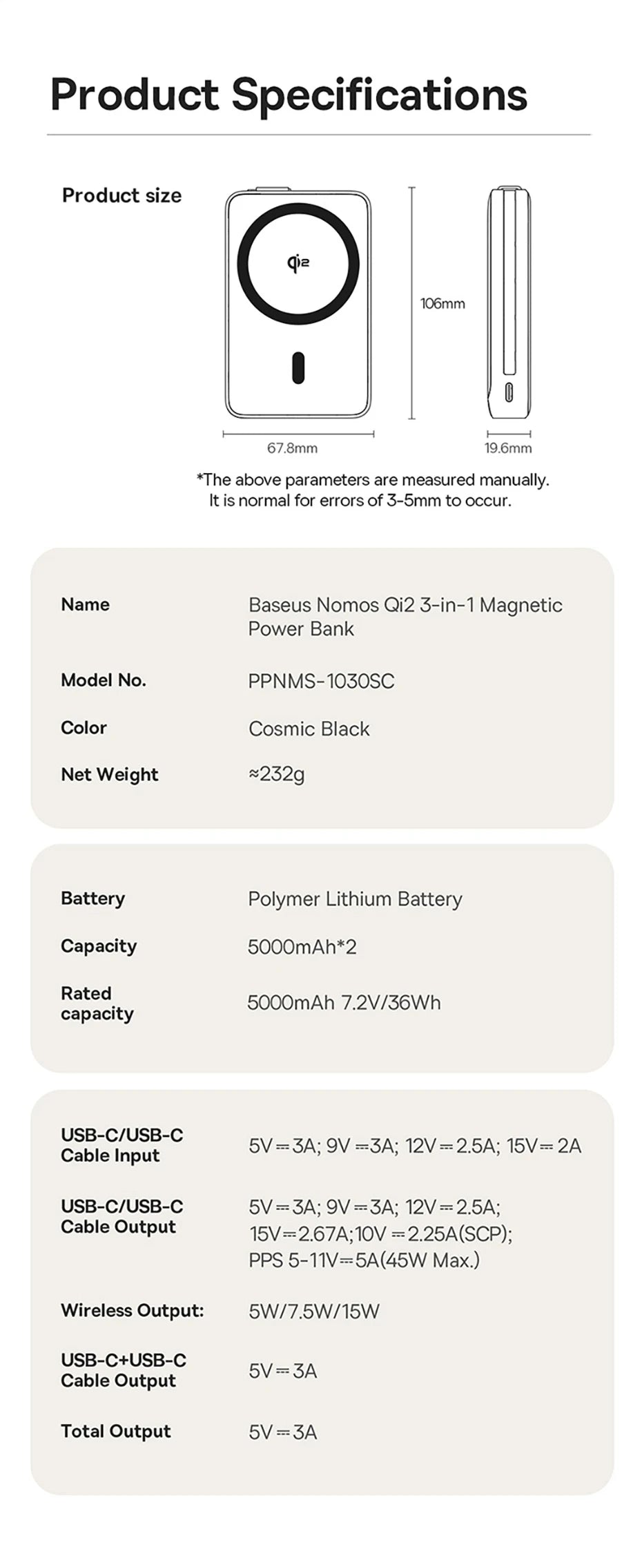 Qi2 45W 10000mAh Magnetic Power Bank – MagSafe Fast Charging