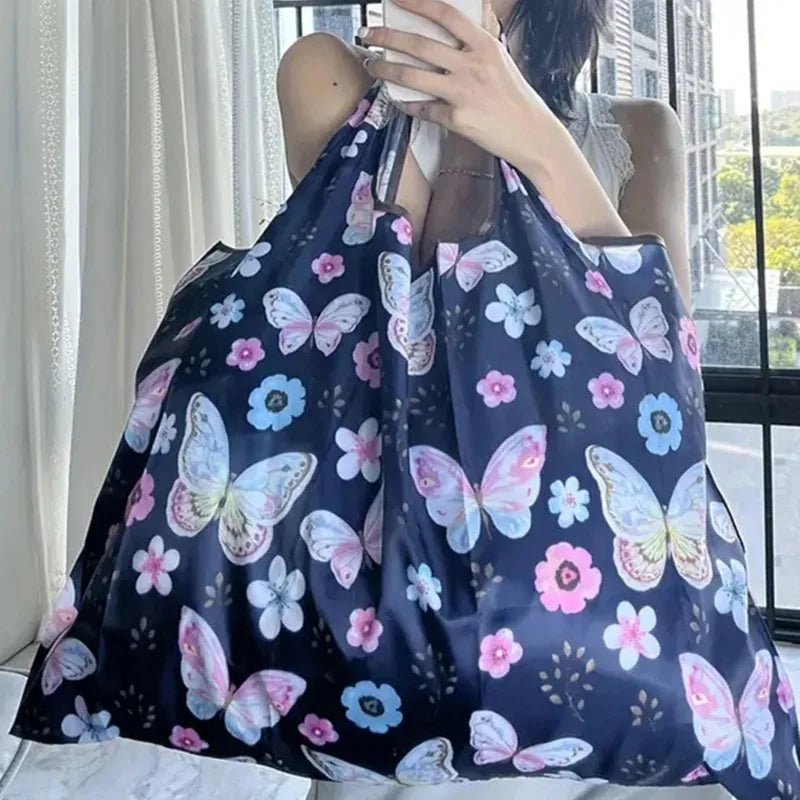 Butterfly Flower Folding Shopping Bag – Reusable Eco Tote